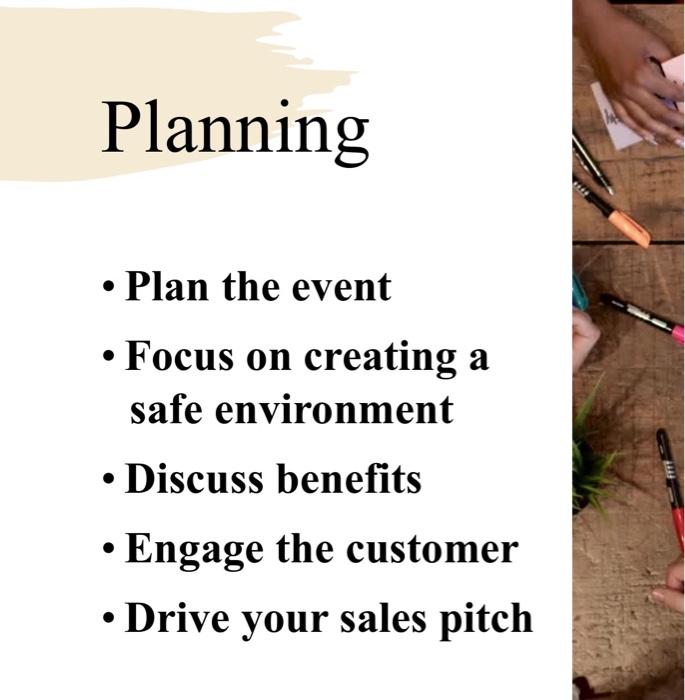 explain in more words Planning Plan the event Focus on creating a