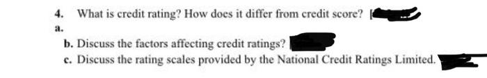  4. What is credit rating? How does it differ from credit