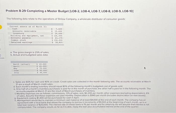 please help with (all) 1-5 thank you Problem 8-29 Completing a Master