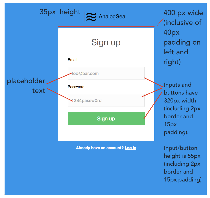 For this assignment, you will be re-creating the login form below using