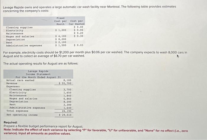  Lavage Rapide owns and operates a large automatic car wash facility