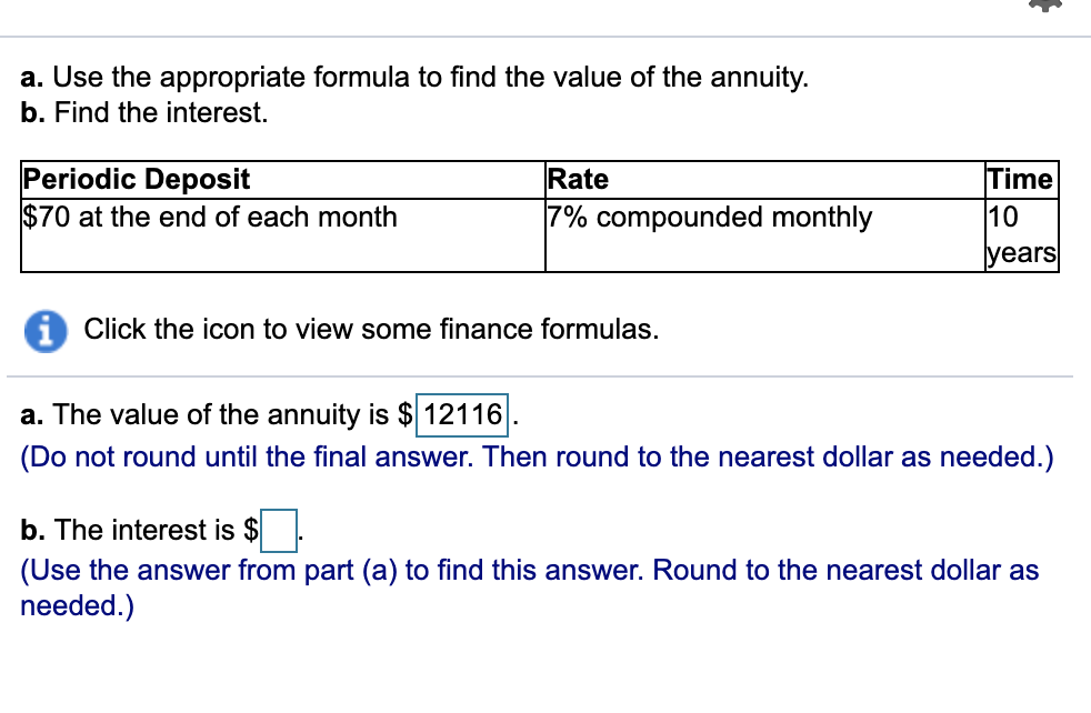 2). a.b. a. Use the appropriate formula to find the value of