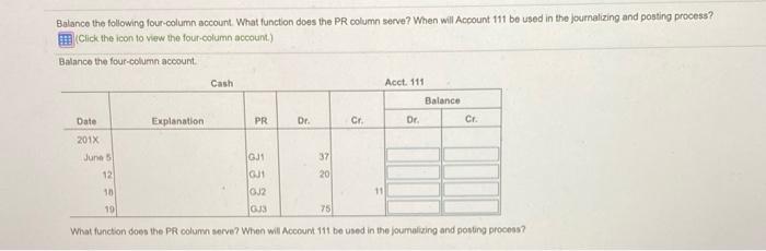 column serve? When wil Account 111 be used in the oumalizing and