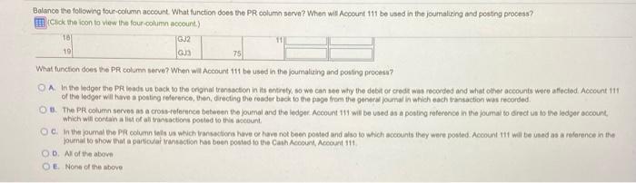 posting process? Click the icon to view the four-column account) Data Table
