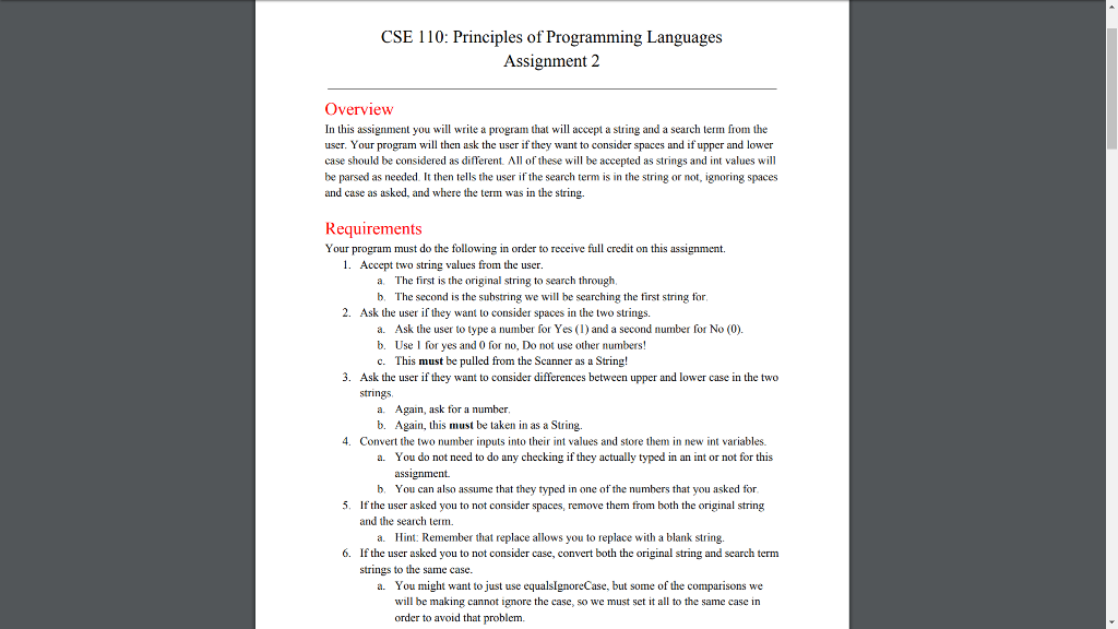 CSE 110: Principles of Programming Languages Assignment 2 Overview In this