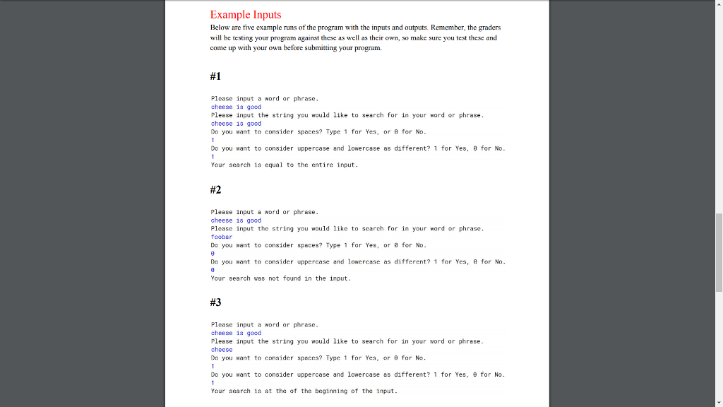 a search term from the user. Your program will then ask the