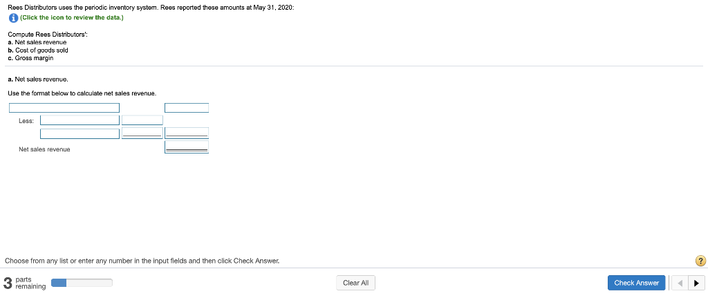 system. Rees reported these amounts at May 31, 2020 (Click the icon