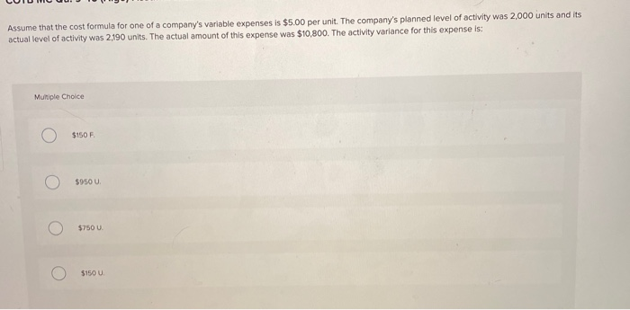 The company's planned level of activity was 2,000 hours and its actual