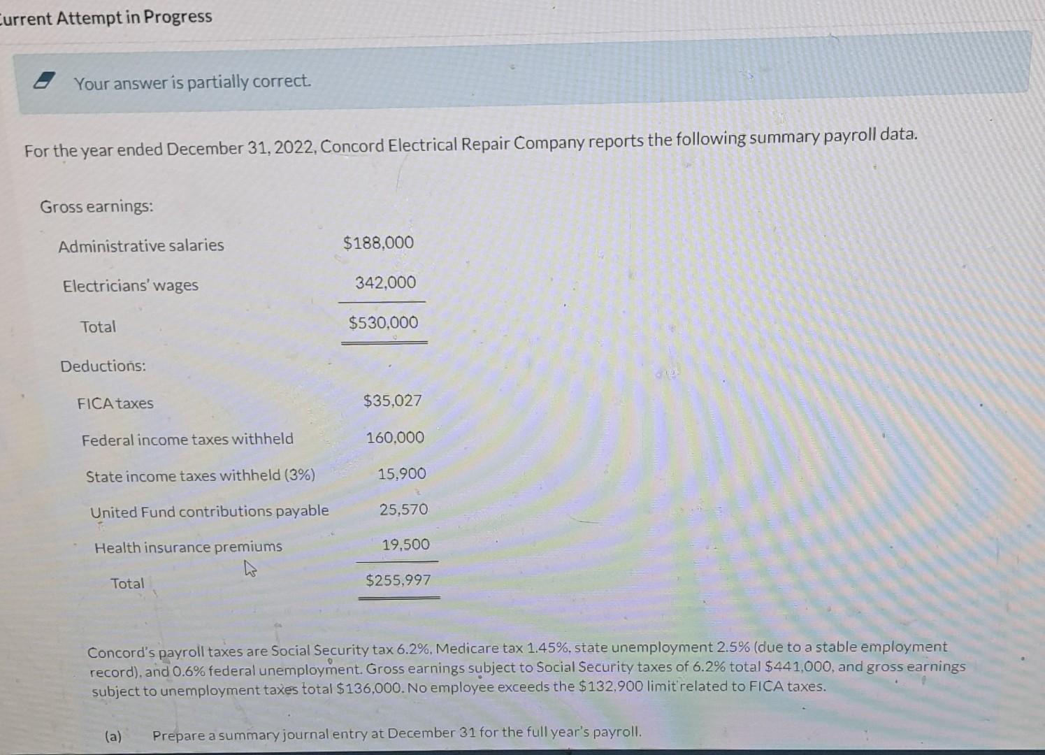help with calculations urrent Attempt in Progress - Your answer is