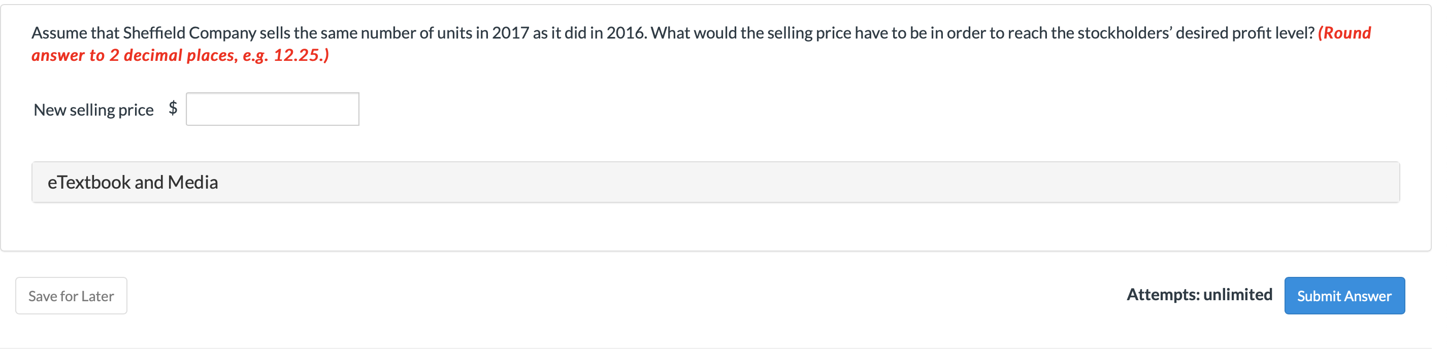 $151,600 of net income in 2016 when the selling price per unit
