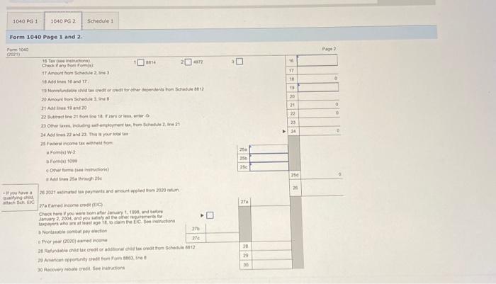 Form 1040 Page 1 and 2. Fonesi) 9000 is Modiver se and