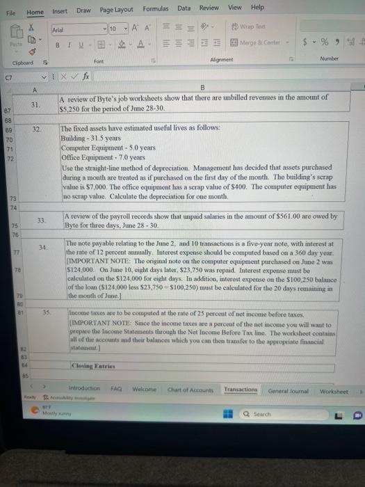 journal section. I also included the chart of accounts and worksheet format.