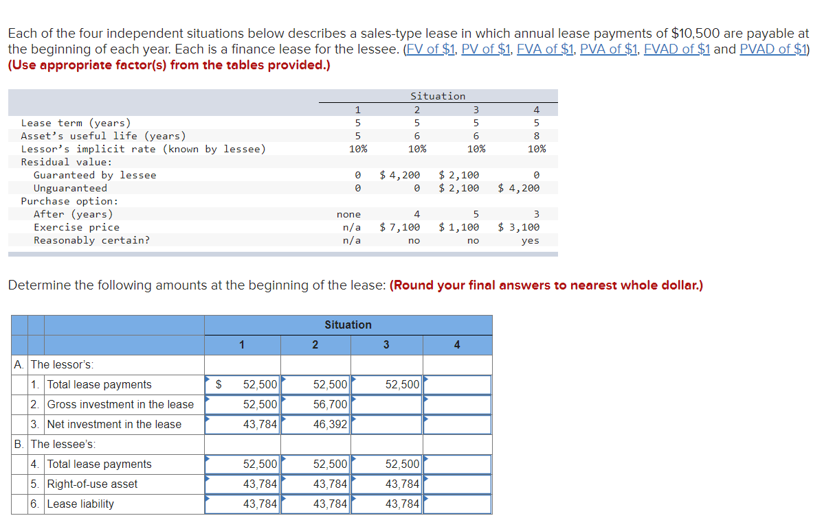 Everything that is already in the table is correct. I can't figure