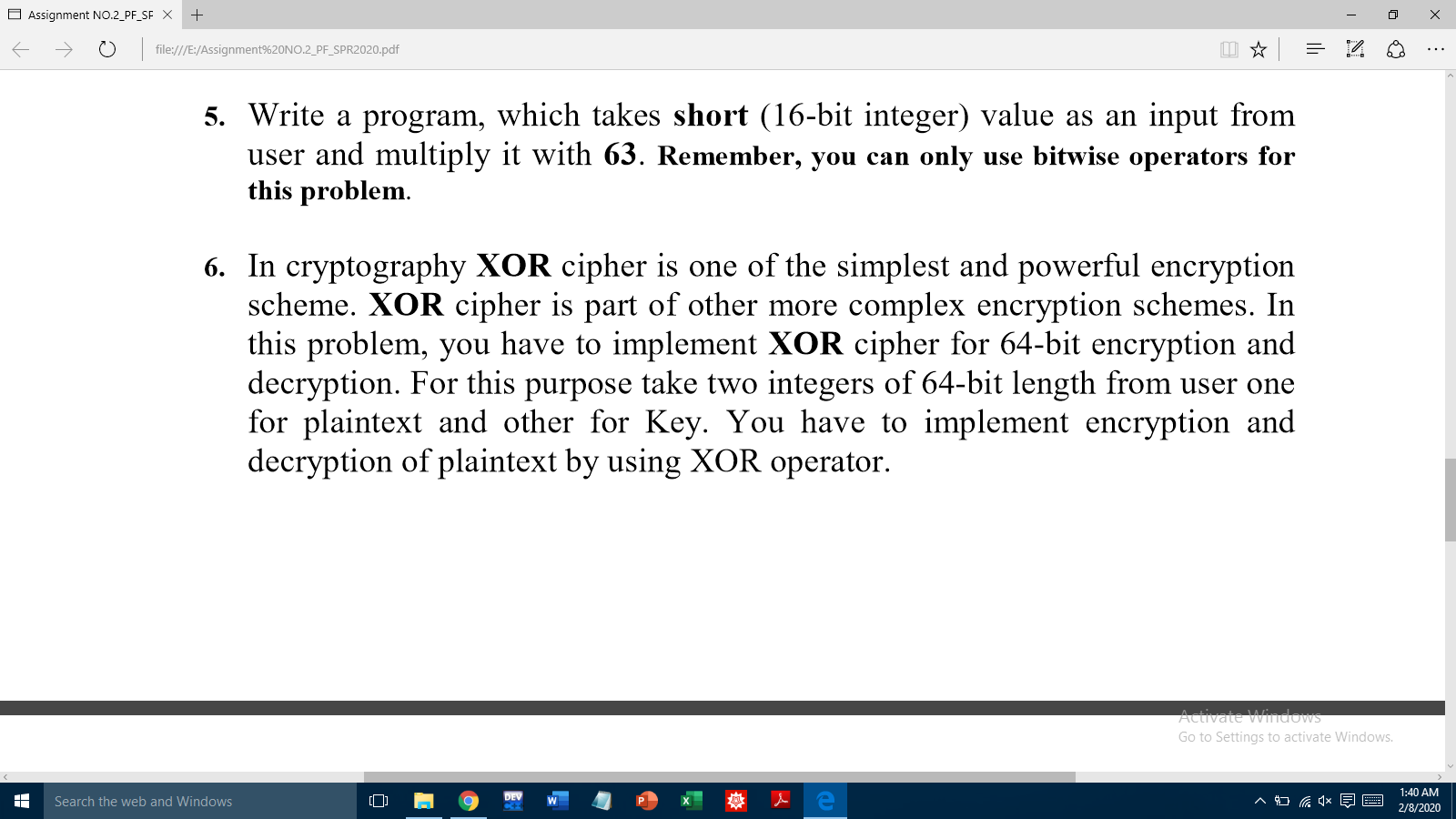 Write a C++ program using bitwise operators to solve Q5 and Q6.