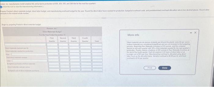 More info Direct materials are six ounces of plastic per kit and