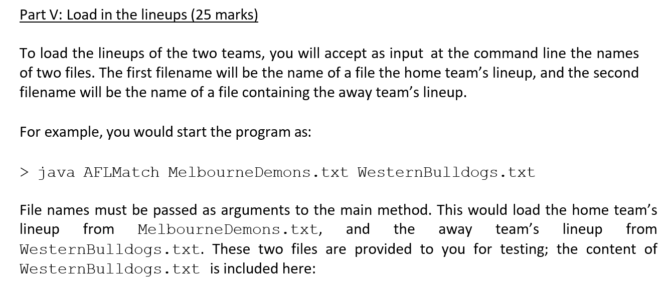 Specifically, you will create a program for organizing AFL team members, teams,