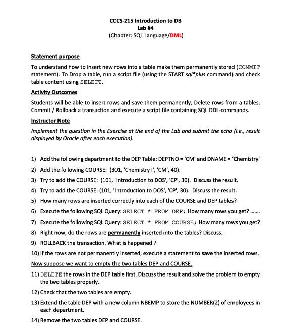  Statement purpose To understand how to insert new rows into a
