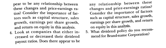 of factors such as capital structure, sales growth, earnings per share growth