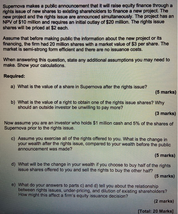  Supernova makes a public announcement that it will raise equity finance