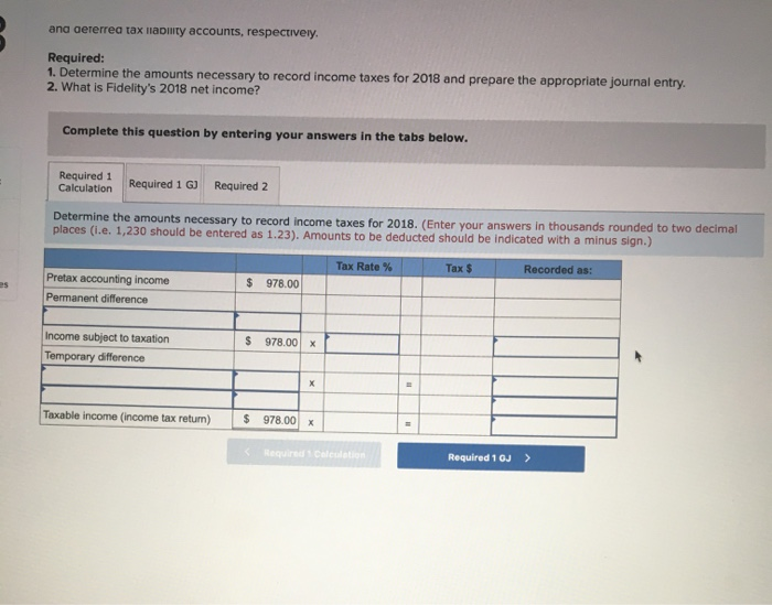 2018, Fidelity Engineering reported pretax accounting income of $978,000. Selected information for