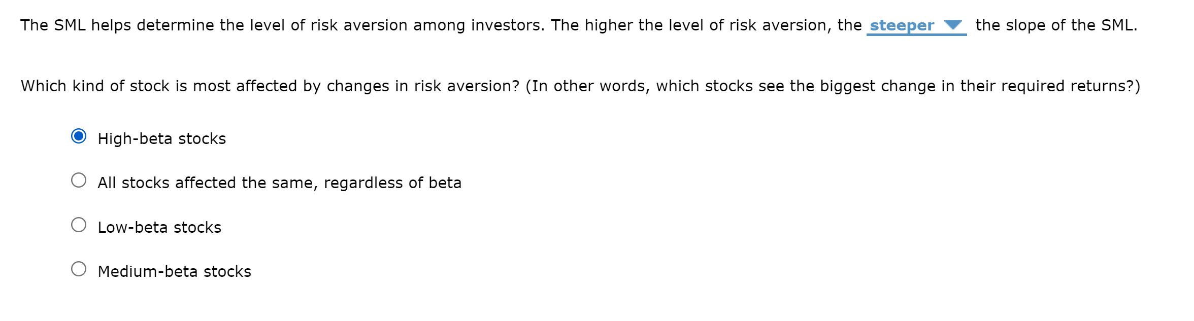 RISK (Beta) CAPM Elements Value 2.0% Risk-free rate (TRF) Market risk premium
