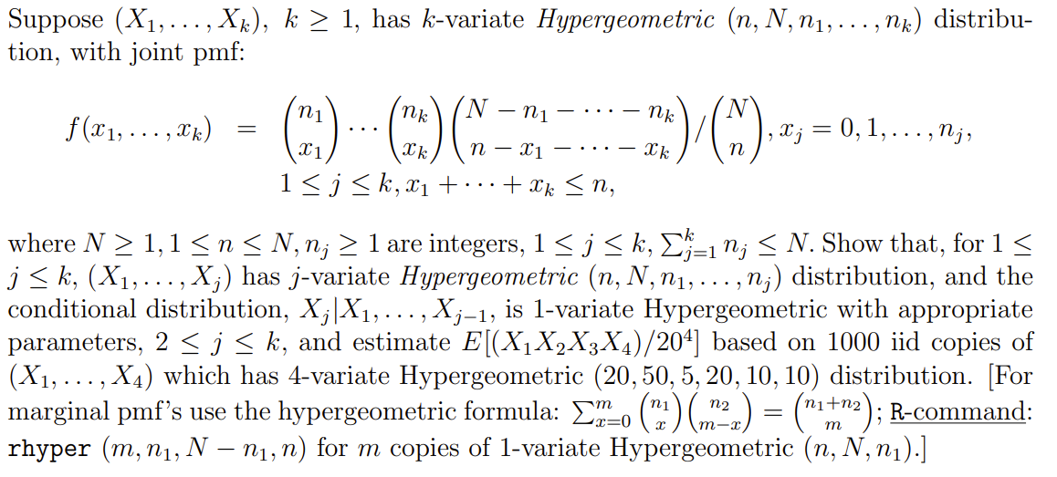 Please use R programming to solve the question plz. Suppose (X1,,Xk),k1, has