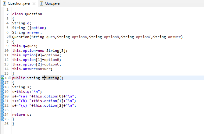 10 random questions out of 20 and allows the user to input