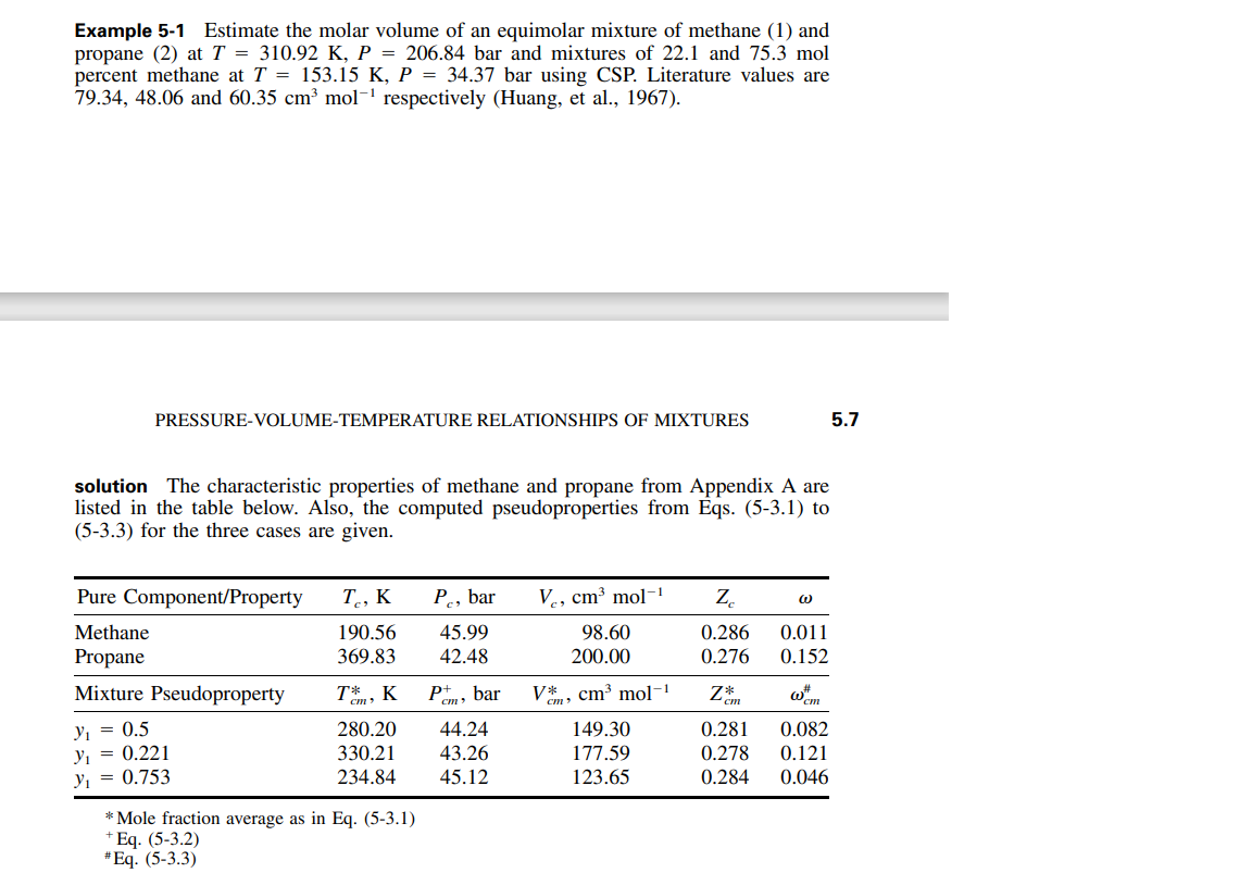 Can someone explain step by step Example 5-1 Estimate the molar volume
