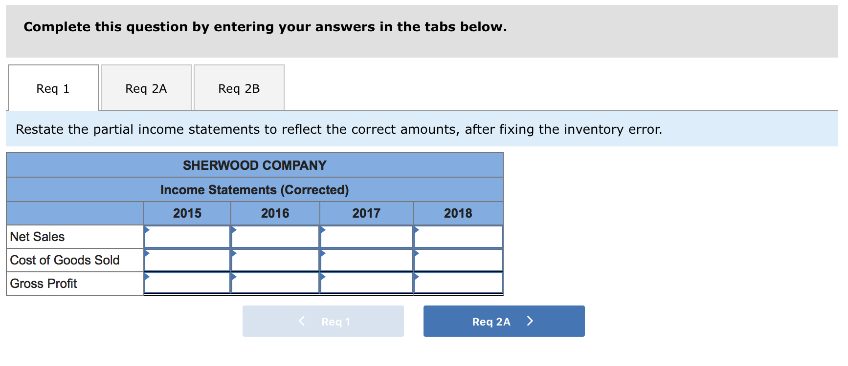 Check my work 5 Partial income statements for Sherwood Company summarized for