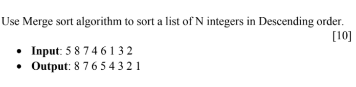 IMPLEMENT IN JAVA Use Merge sort algorithm to sort a list of