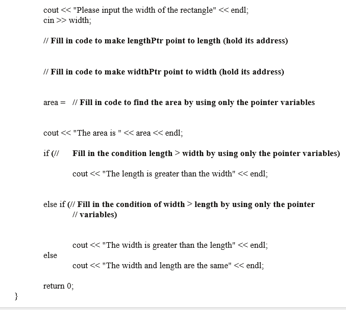 in the code (places in bold). Note: use only pointer variables when