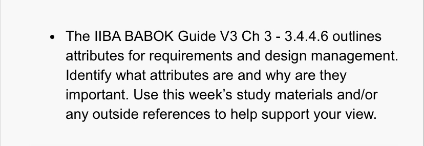 - The IIBA BABOK Guide V3 Ch 3 - 3.4.4.6 outlines