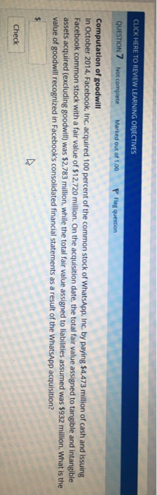  CLICK HERE TO REVIEW LEARNING OBJECTIVES QUESTION 7 Not complete Marked