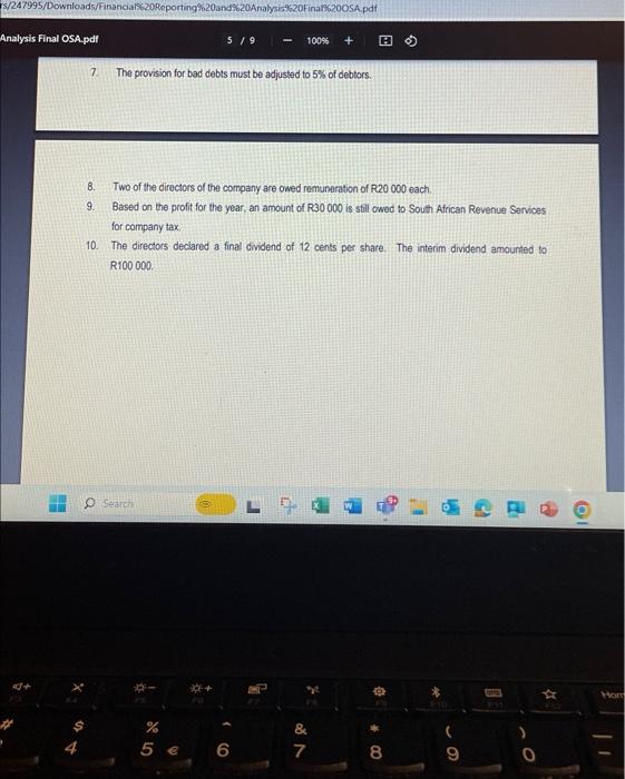 to the financial statuments axe not recuired. INFORMATION Adjustments and additional information