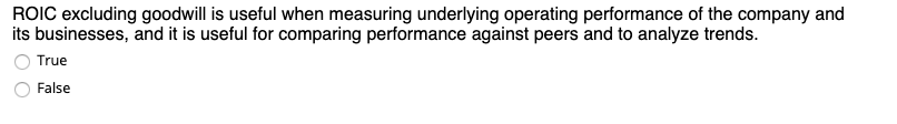 Please answer and provide an explanation ROIC excluding goodwill is useful when