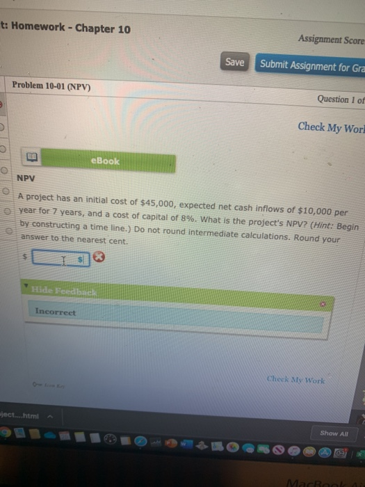  t: Homework - Chapter 10 Assignment Score Save Submit Assignment for