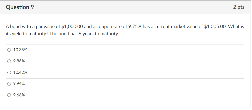  solve using financial calculator A bond with a par value of