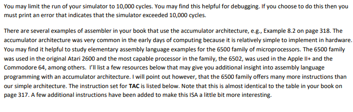 Accumulator Computer, or TAC. The simulator takes in a simplified text based