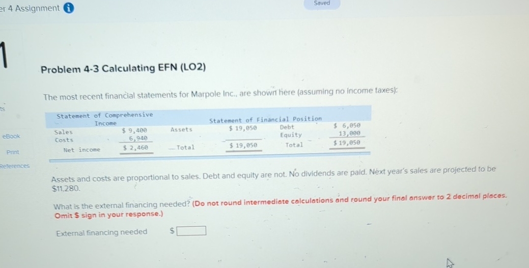  er 4 Assignment (i) Saved Problem 4-3 Calculating EFN (LO2) The