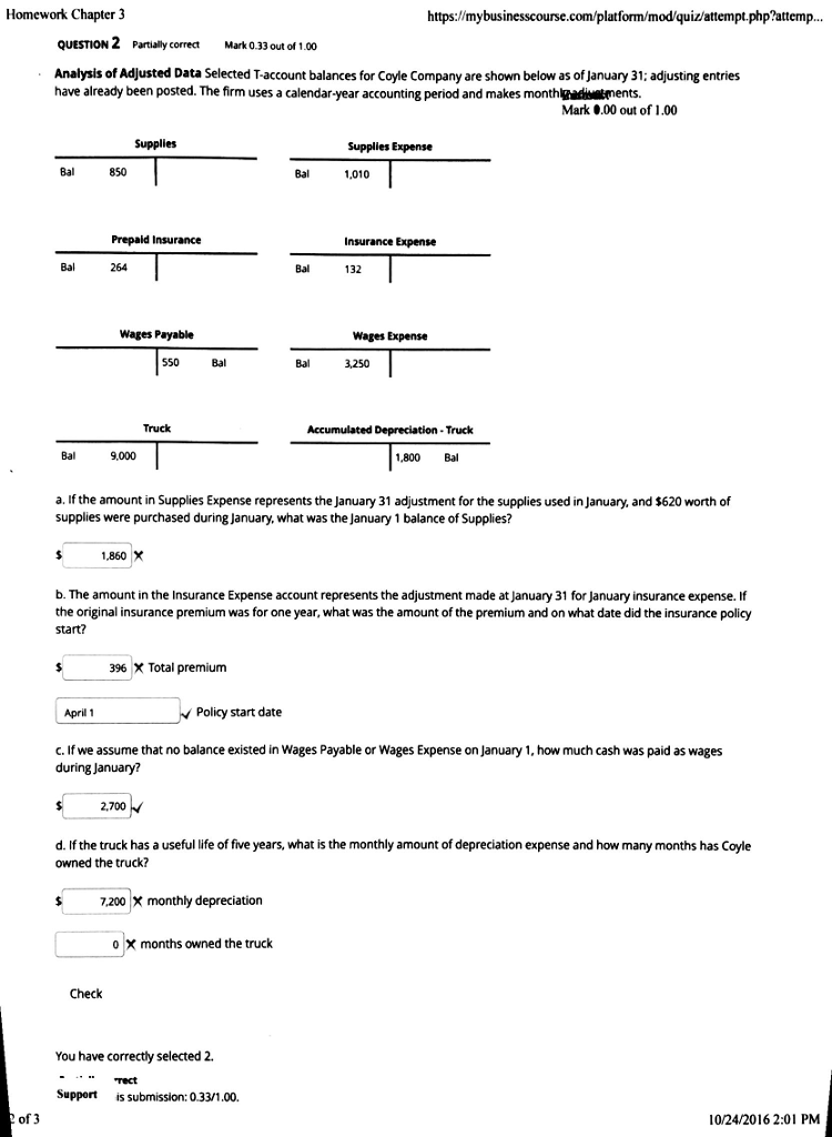 Solve for A., B., and D Analysts of Adjusted Data Selected T-account