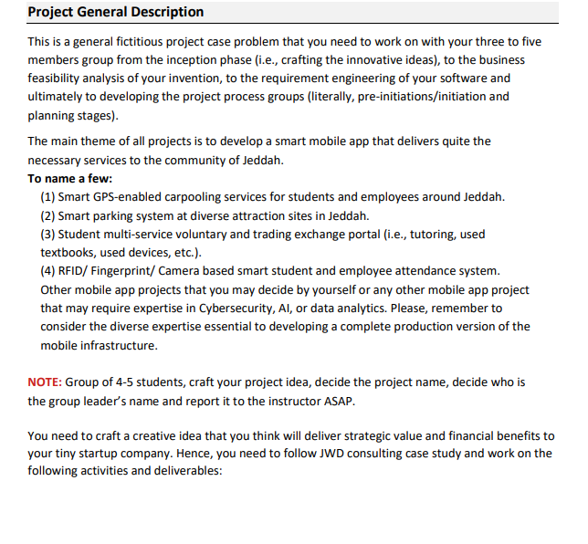 This is a general fictitious project case problem that you need