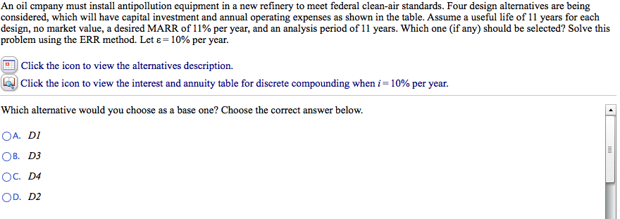  Which alternative should be selected? Choose the correct answer below. A.