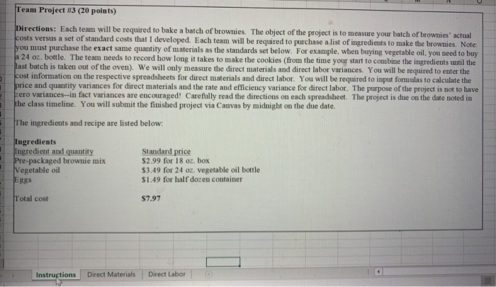  Team Project #13 (20 points) Directions: Each team will be required