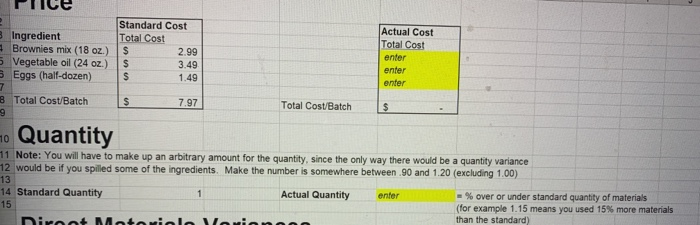 to bake a batch of brownies. The object of the project is