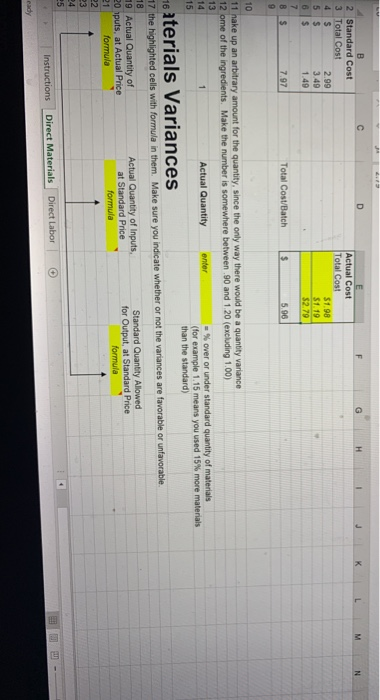 the exact same quantity of materials as the standards set below. For