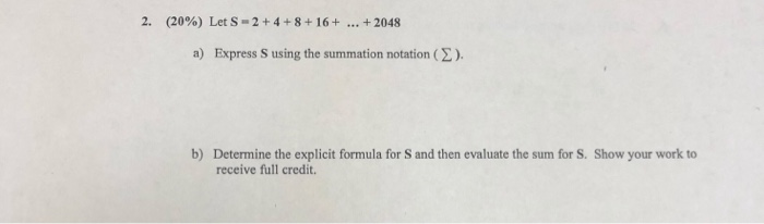  2. (2096) Let S = 2 + 4 +8+16+ + 2048