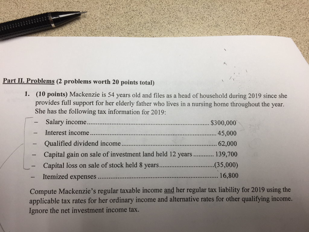 Part II. Problems (2 problems worth 20 points total) 1. (10