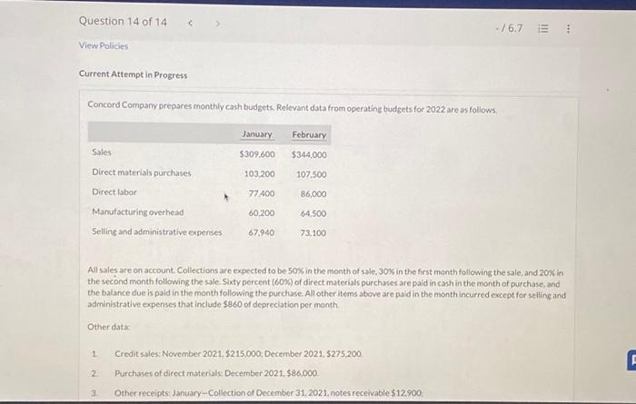 pls help asap! thanks Current Attempt in Progress Concord Company prepares monthly