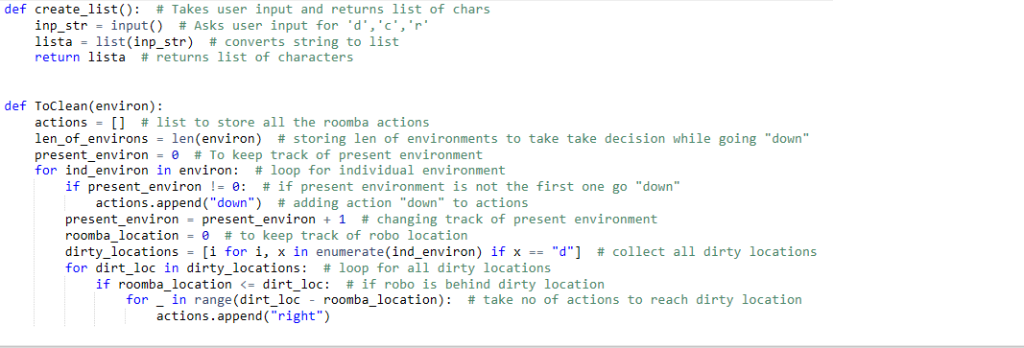 'd', 'd', 'd', 'd', 'd']] ToClean(environ) incorrectly returned ['right', 'clean', 'right', 'right',