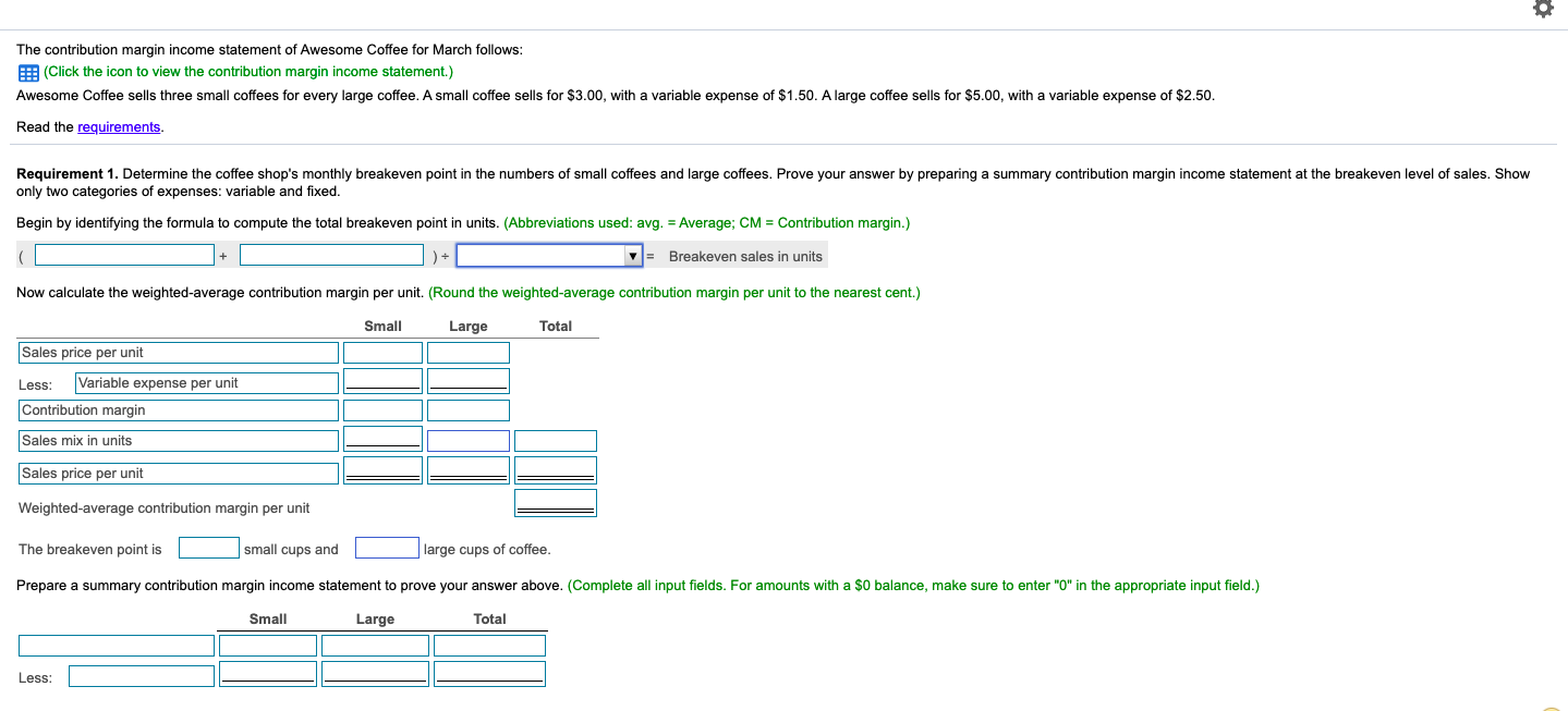 Statement 3 Month Ended March 31 4 Sales revenue $ 144,000 5